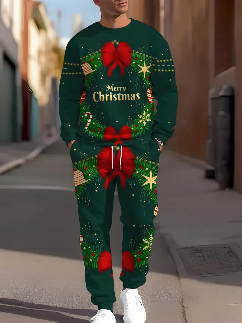 Christmas 2Pcs 3D Print Jogger Set