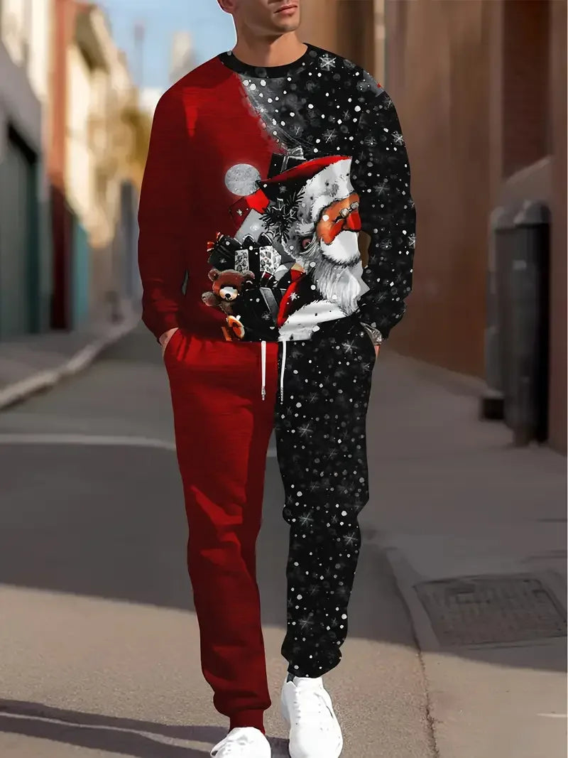 Christmas 2Pcs 3D Print Jogger Set