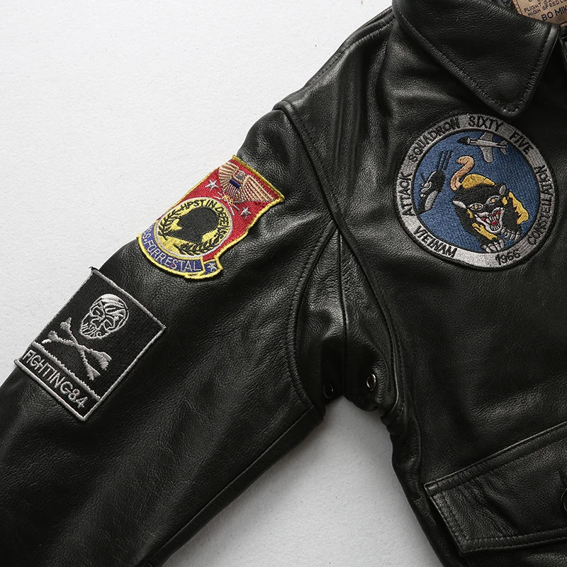 Classic Aviation Leather Bomber Jacket