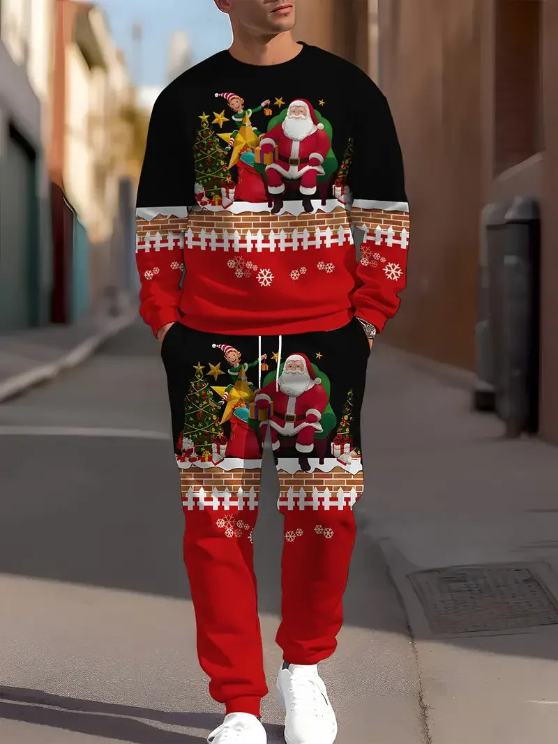 Christmas 2Pcs 3D Print Jogger Set