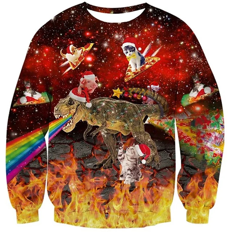 3D Print Funny Cat Pizza Sweatshirt