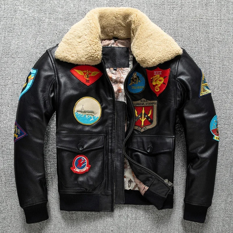 Vintage Aviator Shearling Leather Jacket