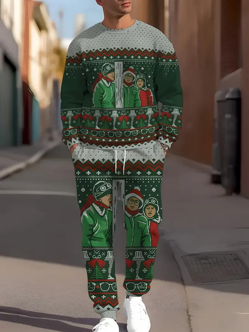Christmas 2Pcs 3D Print Jogger Set