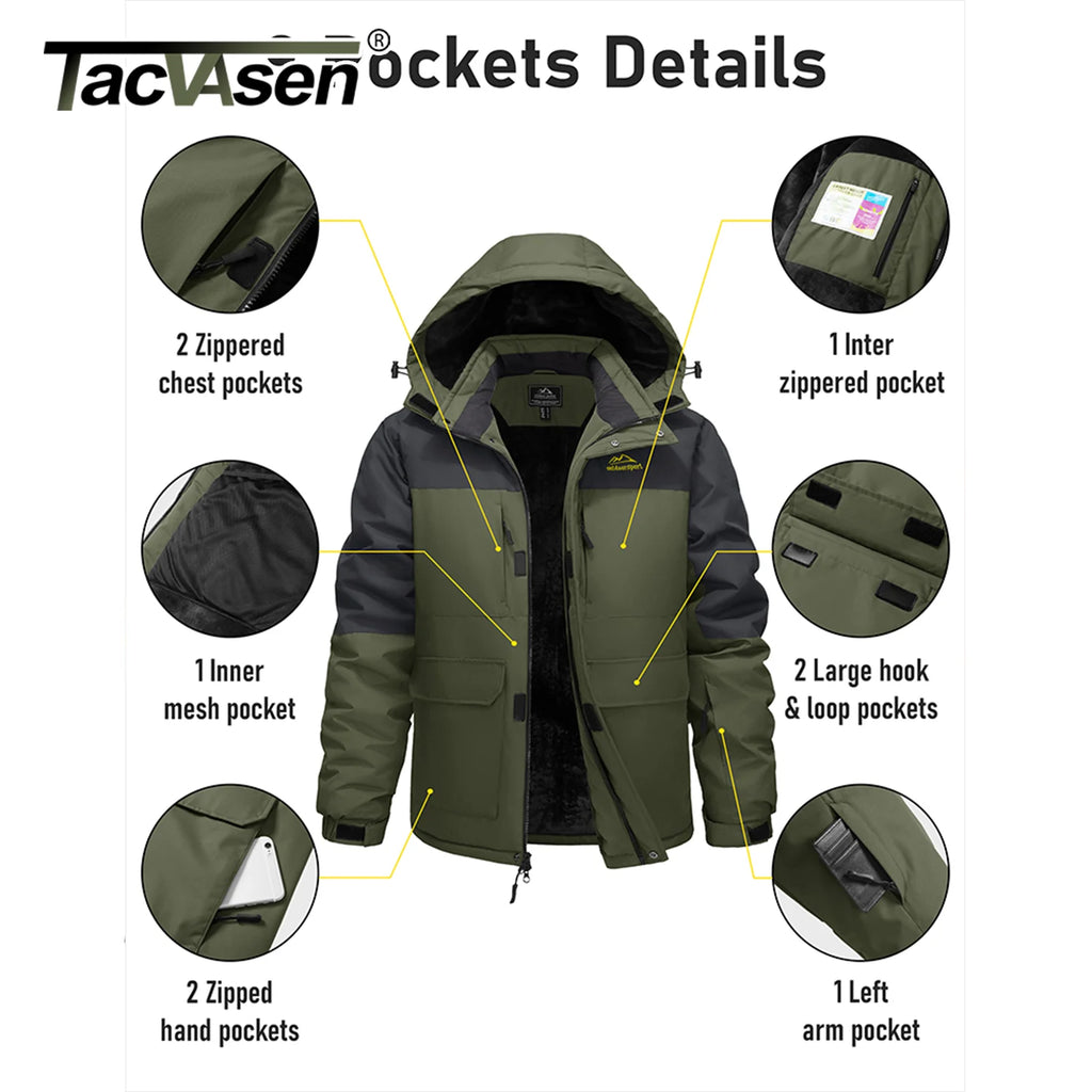 Mens 9 Pocket All-Weather Tactical Winter Jacket