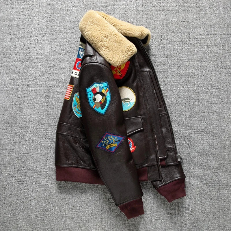 Vintage Aviator Shearling Leather Jacket