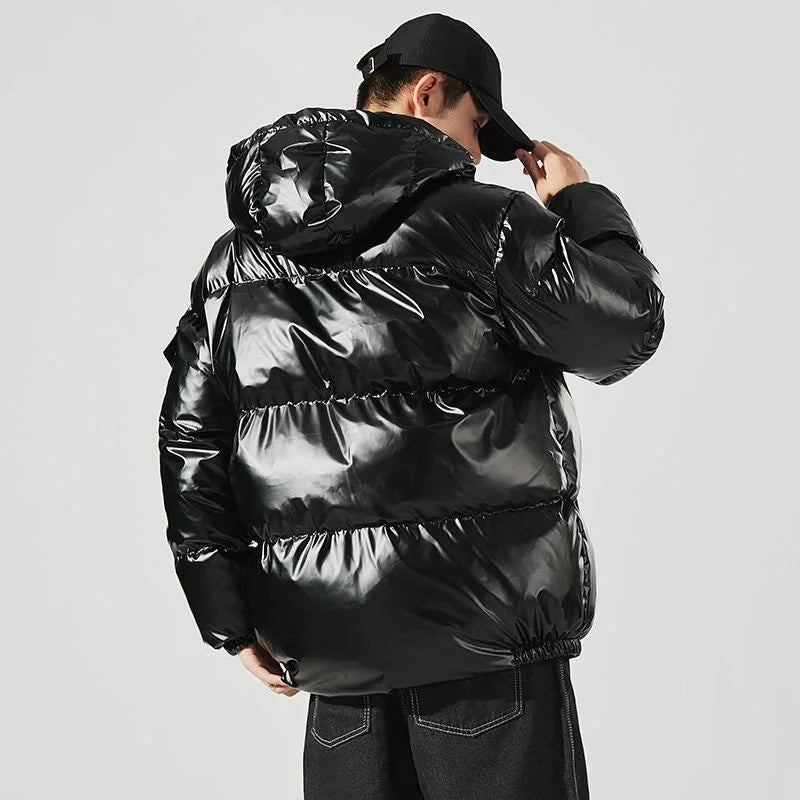 Glossy Hooded Puffer Jacket