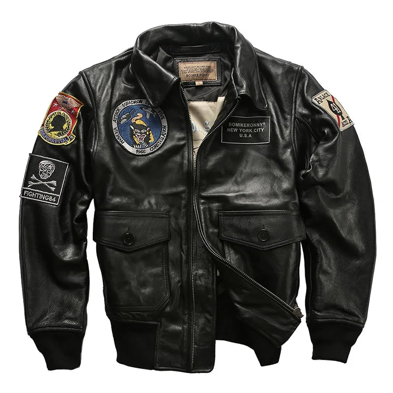Classic Aviation Leather Bomber Jacket