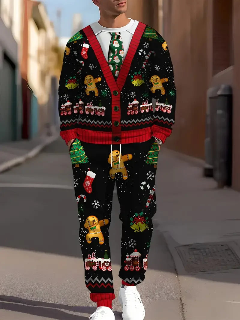 Christmas 2Pcs 3D Print Jogger Set