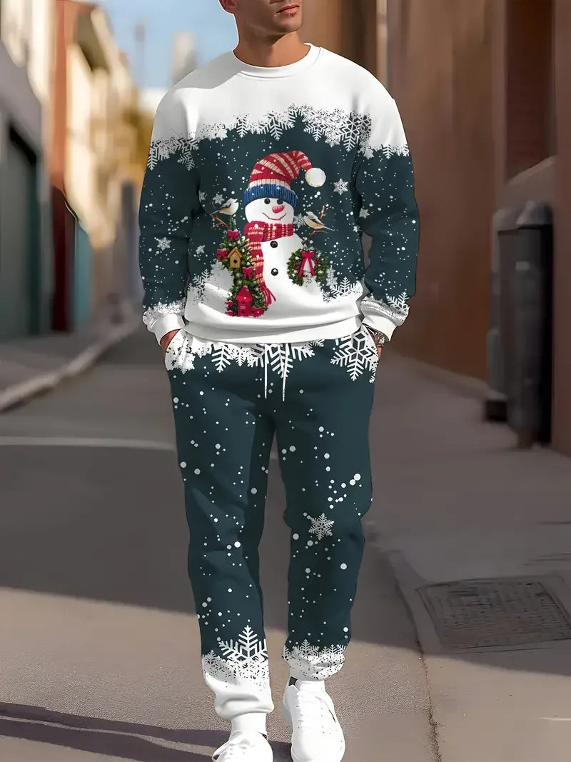 Christmas 2Pcs 3D Print Jogger Set