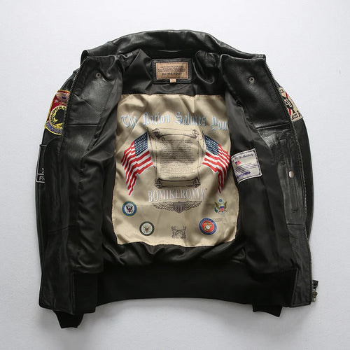 Classic Aviation Leather Bomber Jacket