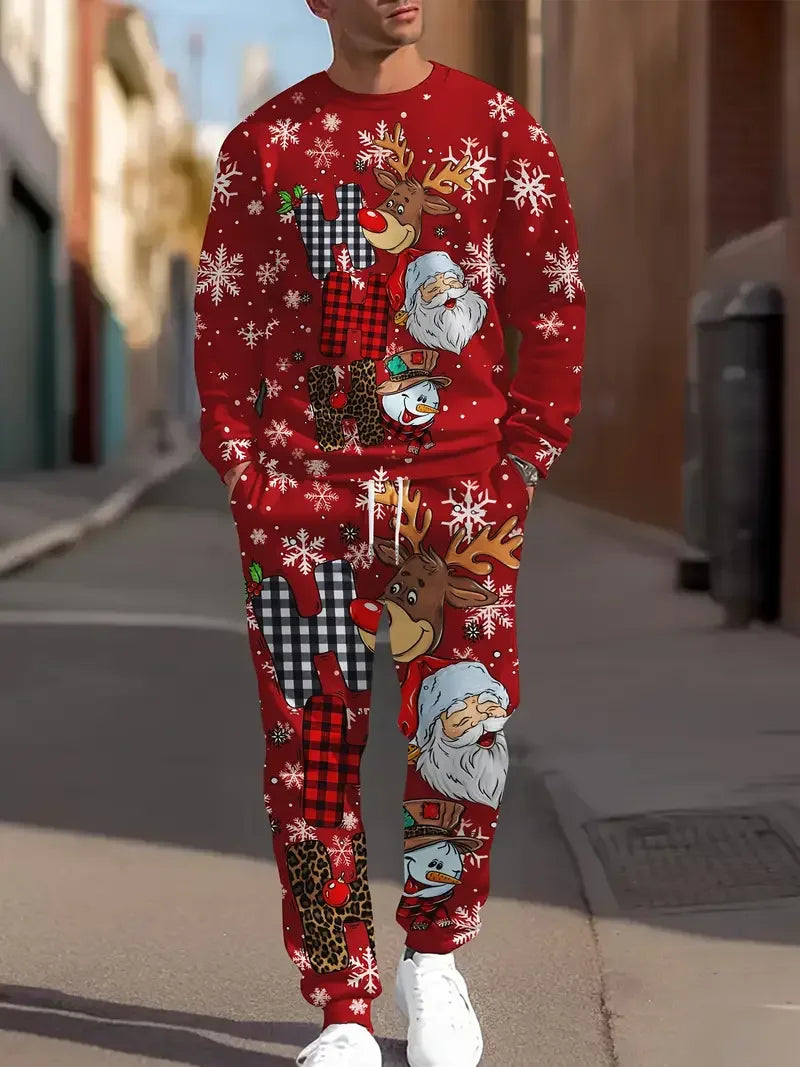 Christmas 2Pcs 3D Print Jogger Set
