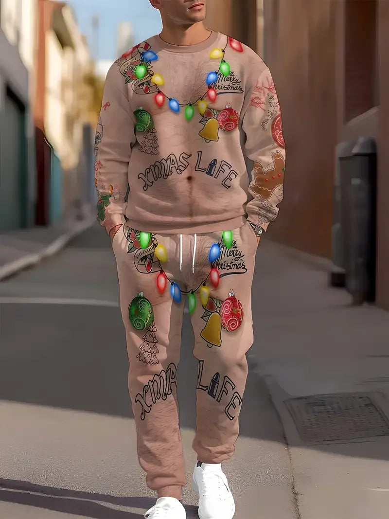 Christmas 2Pcs 3D Print Jogger Set