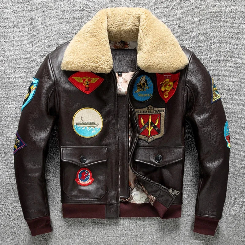 Vintage Aviator Shearling Leather Jacket