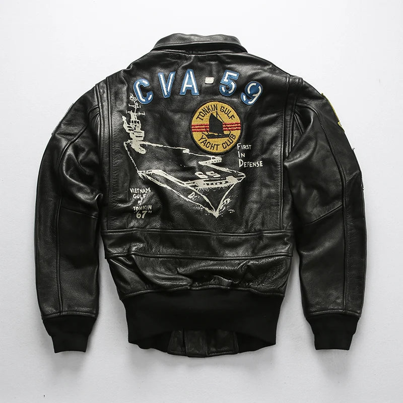 Classic Aviation Leather Bomber Jacket