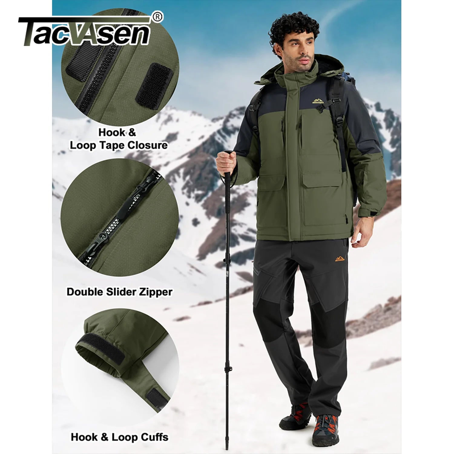 Mens 9 Pocket All-Weather Tactical Winter Jacket