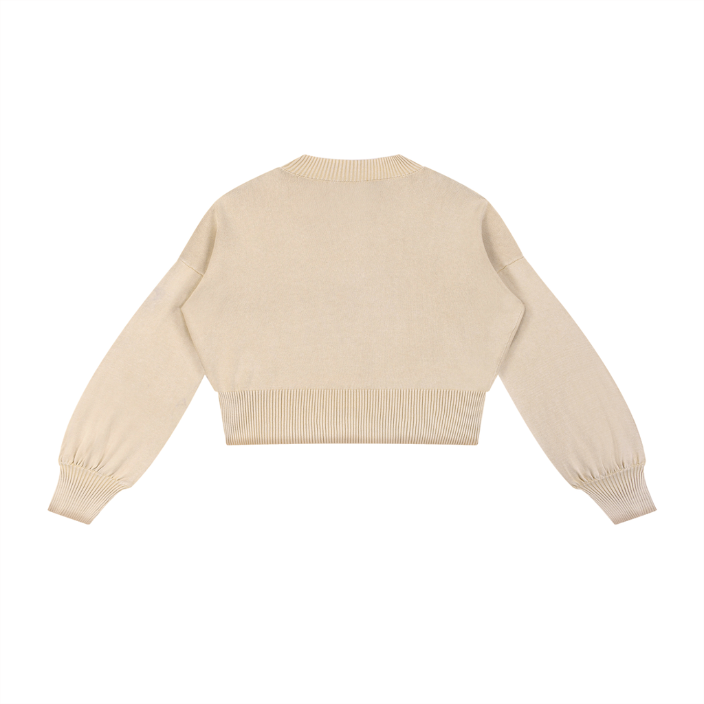she is FEARLESS Mineral Wash Balloon Sleeve Cropped Sweater