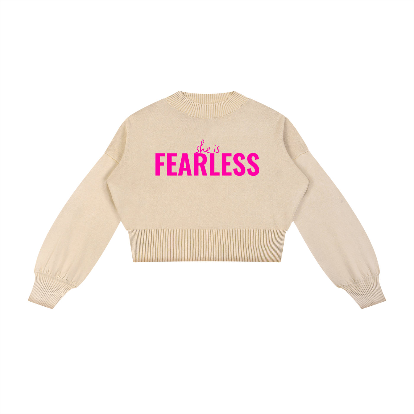 she is FEARLESS Mineral Wash Balloon Sleeve Cropped Sweater