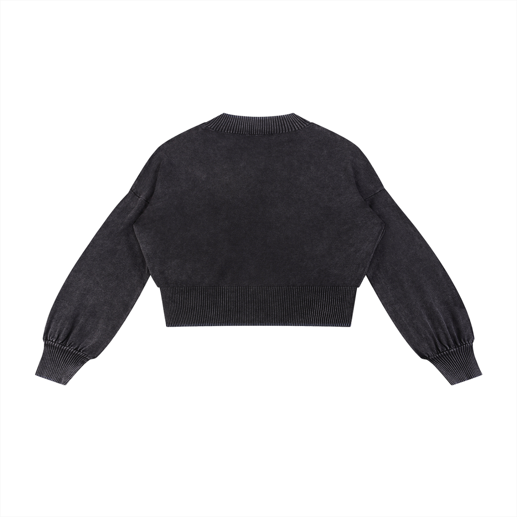 she is FEARLESS Mineral Wash Balloon Sleeve Cropped Sweater