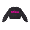 she is FEARLESS Mineral Wash Balloon Sleeve Cropped Sweater