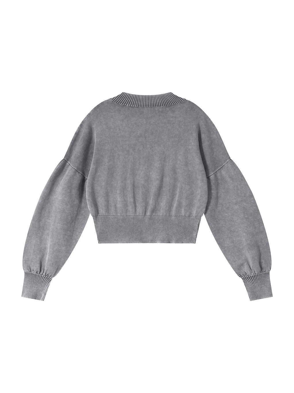 she is FEARLESS Mineral Wash Balloon Sleeve Cropped Sweater